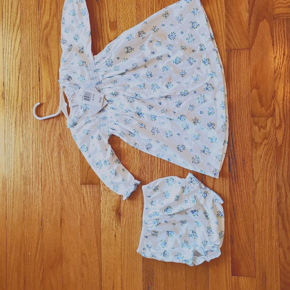 NWT Kissy kissy blue&white dress with bloomer set